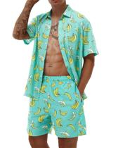Conjunto havaiano que combina roupas masculinas de praia de verão da Poekuao