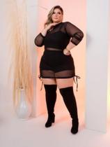 Conjunto Helanca com sobreposição em Vestido Tule Plus Size Drapaplus - Drapa Plus