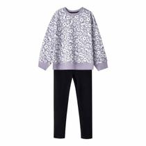 Conjunto Hering Longo Infantil Menina Estampado Roxo/Preto