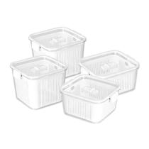 Conjunto Hermético Para Cozinha 4 Potes Com Trava Multiuso Designer Moderno Empilhável Conjunto Hermético Para Cozinha 4 Potes Com Trava Multiuso Designer Moderno Empilhável