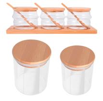 Conjunto Hermético para Cozinha Potes de Vidro com Tampa de Bambu