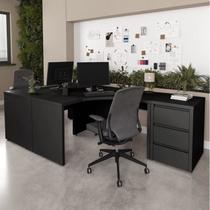 Conjunto Home Office 1 Mesa em L 1 Mesa 135cm 1 Gaveteiro Ficus Cabecasa Madeiramadeira