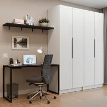 Conjunto Home Office 2 Armários Neo 1 Escrivaninha 2 Prateleiras Branco/Nero Madesa Conjunto Home Office 2 Armários Neo 1 Escrivaninha 2 Prateleiras Branco/Nero Madesa