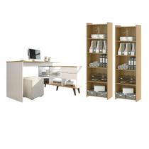 Conjunto Home Office 2 Estantes Prateleiras Mesa L Menu Móveis Conjunto Home Office 2 Estantes Prateleiras Mesa L Menu Móveis