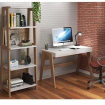 Conjunto Home Office 2 Peças Escrivaninha e Estante Trend