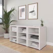 Conjunto Home Office 3 Módulos com Prateleiras Ficus CabeCasa MadeiraOriginals Branco