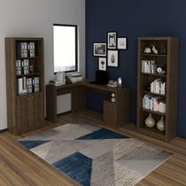 Conjunto Home Office 3 Peças 1 Mesa para Escritório em L com 2 Estantes Espresso Móveis