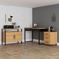 Conjunto Home Office 3 Peças 100% Mdf Pratice Freijó - Pradel Conjunto Home Office 3 Peças 100% Mdf Pratice Freijó - Pradel