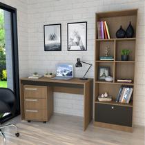 Conjunto Home Office 3 Peças com 1 Escrivaninha, 1 Gaveteiro e 1 Estante Nova Mobile