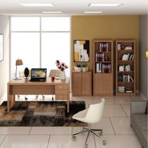 Conjunto Home Office 4 Peças 1 Escrivaninha com 2 Estantes e 1 Balcão Tecno Mobili