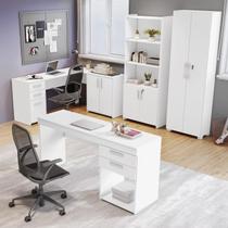 Conjunto Home Office 4 Peças 1 Mesa em L 1 Escrivaninha 2 Armários Espresso Móveis