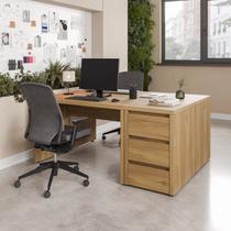 Conjunto Home Office 4 Peças 2 Mesas 120cm 2 Gaveteiros Ficus CabeCasa MadeiraMadeira