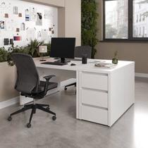 Conjunto Home Office 4 Peças 2 Mesas 2 Gaveteiros Ficus 6 Gavetas 170cm CabeCasa MadeiraOriginals Branco