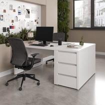 Conjunto Home Office 4 Peças 2 Mesas 2 Gaveteiros Ficus 6 Gavetas 170cm CabeCasa MadeiraOriginals Branco