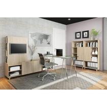 Conjunto Home Office 4 Peças com 1 Rack para TV, 1 Escrivaninha e 2 Estantes Be Mobiliário