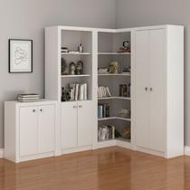 Conjunto Home Office 4 Peças MDP 6 Portas 4 Prateleiras Branco Tecno Mobili Conjunto Home Office 4 Peças MDP 6 Portas 4 Prateleiras Branco Tecno Mobili