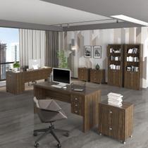 Conjunto Home Office 8 Peças com 2 Mesas, 3 Gaveteiros, 2 Estantes e 1 Balcão Espresso Móveis - Tecno Mobili