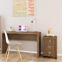 Conjunto Home Office com Escrivaninha e Gaveteiro 3 Gavetas Espresso Móveis Marrom