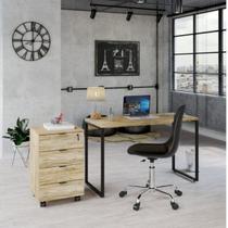 Conjunto Home Office Industrial 2 Peças com 1 Escrivaninha 120cm e 1 Gaveteiro 4 Gavetas Kuadra - Compace