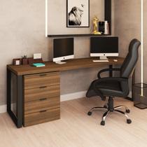 Conjunto Home Office Mesa 190 Cm Gaveteiro e Cadeira Presidente - Panorama Móveis