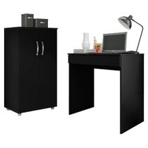 Conjunto Home Office Mesa Escrivaninha E Armário Preto Conjunto Home Office Mesa Escrivaninha E Armário Preto