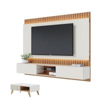 Conjunto Home para TV e Mesa de Centro Viena Off-White Freijo