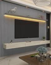 Conjunto Home Suspenso Com Painel Ripado TV Até 75 Jendal Cor:Cinza