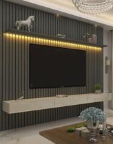 Conjunto Home Suspenso Com Painel Ripado TV Até 75 Jendal Cor:Grafite