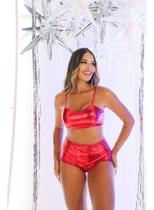 Conjunto Hot Pant E Top Metalizado De Alcinha Cintura Alta Conjunto Hot Pant E Top Metalizado De Alcinha Cintura Alta