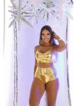 Conjunto Hot Pant E Top Metalizado De Alcinha Cintura Alta Conjunto Hot Pant E Top Metalizado De Alcinha Cintura Alta