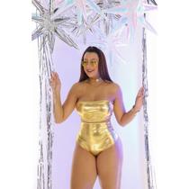 Conjunto Hot Pant Metalizado sem alça Alta