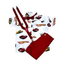 Conjunto hot wheels infantil vermelho festa social