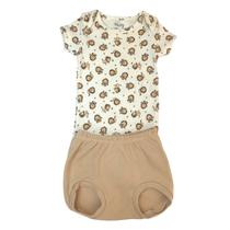Conjunto Hug Body Curto Tapa Fralda Leãozinho Bege