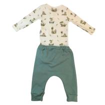 Conjunto Hug Body Manga Longa Calça Saruel Savana Verde