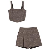 Conjunto Iam Authoria Top e Short Saia Marrom R5367