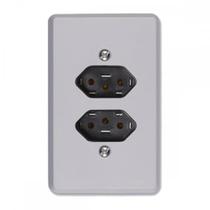 Conjunto Ilumi Cinza Com Placa 2 Tomadas 2P+T. 10A. - 13120