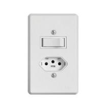 conjunto ilumi pratika com placa 1 paralelo + tomada 2P+T. 19280