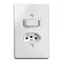 Conjunto Ilumi Pratika Com Placa 1 Simples + Tomada 2P+T. 20A. - 19201