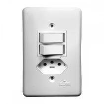 Conjunto Ilumi Pratika Com Placa 2 Simples + Tomada 2P+T. 20A.