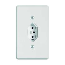 Conjunto Ilumi Pratika com Placa 4x2 1 Tomada 2PT 10A Branco Vertical Completo Design Moderno Alto Brilho