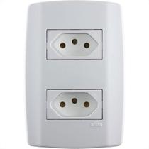 Conjunto Ilumi Slim 4X2 Branco Com Placa (2Tomada 20A) 80121 Conjunto Ilumi Slim 4X2 Branco Com Placa (2Tomada 20A) 80121