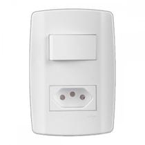 Conjunto Ilumi Slim Branco Com Placa 1 Simples + Tomada 2P+T. 20A. - 80201