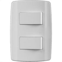 Conjunto Ilumi Slim Branco Com Placa 2 Simples - 8018 Conjunto Ilumi Slim Branco Com Placa 2 Simples - 8018