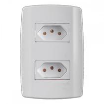 Conjunto Ilumi Slim Branco Com Placa 2 Tomadas 2P+T. 10A. - 80120 Monobloco