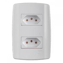 Conjunto Ilumi Slim Branco Com Placa 2 Tomadas 2P+T. 10A. - 80120 Monobloco Conjunto Ilumi Slim Branco Com Placa 2 Tomadas 2P+T. 10A. - 80120 Monobloco