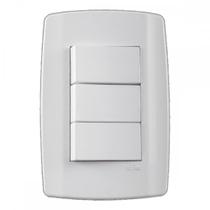 Conjunto Ilumi Slim Branco Com Placa 3 Simples - 8019 Conjunto Ilumi Slim Branco Com Placa 3 Simples - 8019