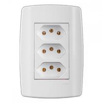 Conjunto Ilumi Slim Branco Com Placa 3 Tomadas 2P+T. 10A. - 80123 Monobloco