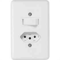 Conjunto Ilumi Stylus 4X2 Branco Com Placa (1Paralelo+Tomada) 20280