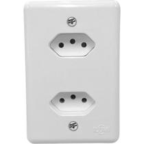 Conjunto Ilumi Stylus 4X2 Branco Com Placa (2Tomadas 10A Monobloco) 201200