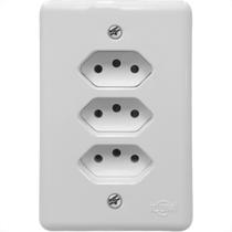 Conjunto Ilumi Stylus Branco Com Placa 3 Tomadas 2P+T. 10A. - 201201 Monobloco